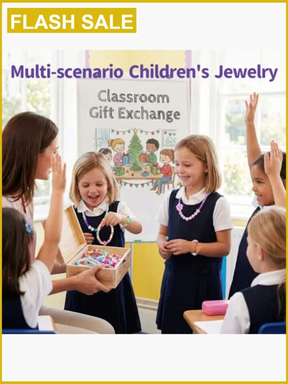 6-Piece Girls Necklace & Bracelet Set, Beaded Toddler Dress-Up Jewelry